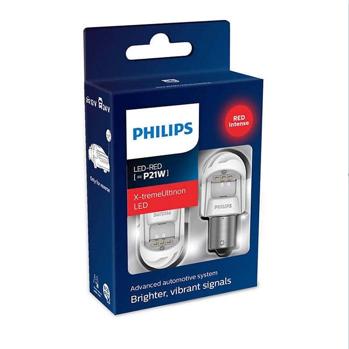 Philips, Ultinon LED P21W Punainen 12/24V - Setti