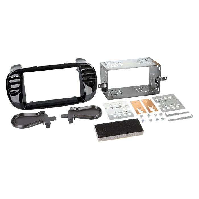 ACV, 2-DIN Radiokehys 07/2015 Piano Musta — Sopii Fiat 500 10/2007-