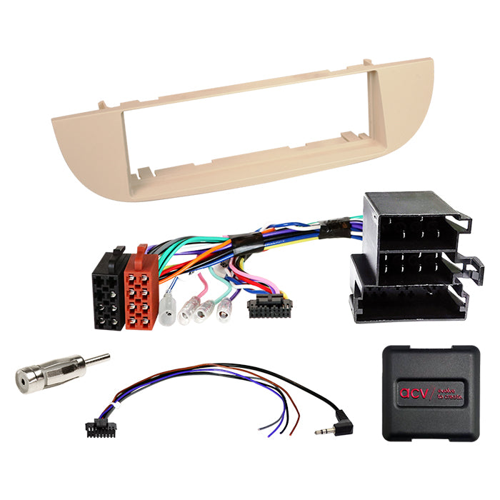 ACV, Täydellinen 1-DIN Kit — Sopii Fiat 500(ZAF 312) Beigelle 2007-2015