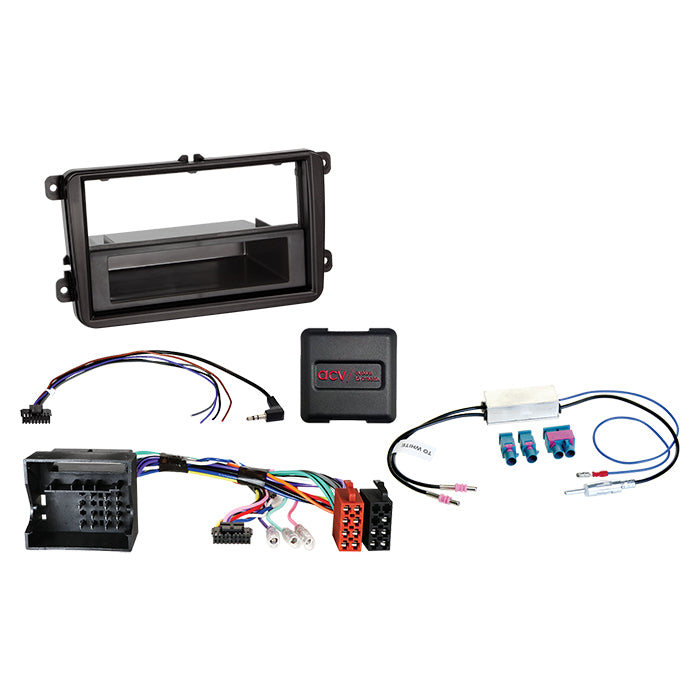 ACV, 2-ISO Kit M/tasku Seat/Skoda/VW Ohjaus/antenni Din