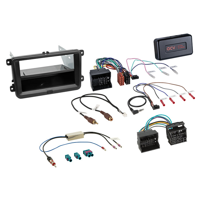 ACV, Komplett 2-DIN Kit M. Utrymme Skoda/vw Svart 40Pin/52Pin