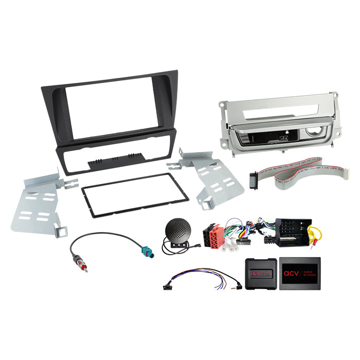 ACV, Komplett 2-DIN Kit BMW 3-serie m. Rygerpaket Silver