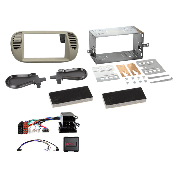 ACV, Komplett 2-DIN Kit 07/2015 Grå — Passar till Fiat 500 10/2007-