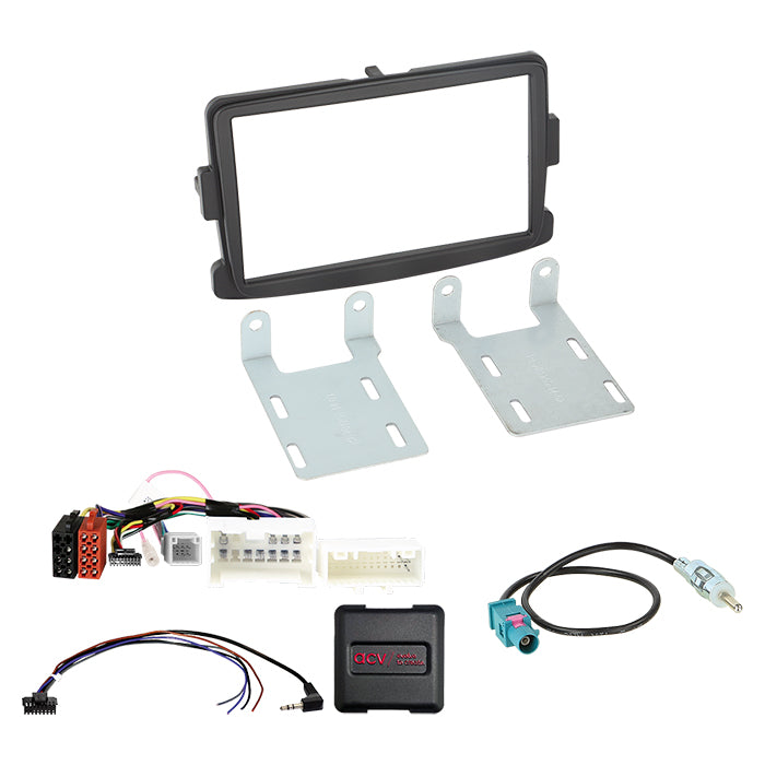 ACV, 2-DIN Kit Dacia/fiat/nissan/opel/renault Musta Ohjauspyöräohjaus