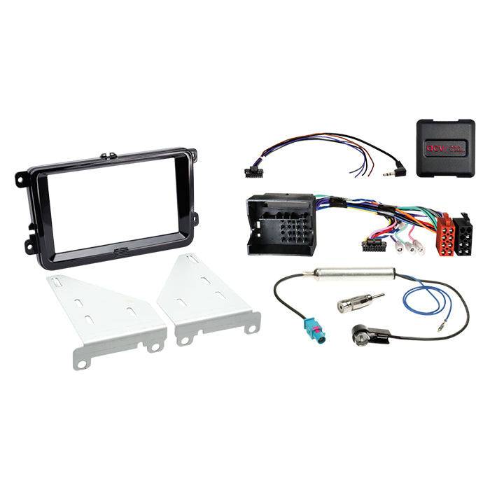 ACV, Komplett 2-DIN Kit Seat/Skoda/VW Piano Svart