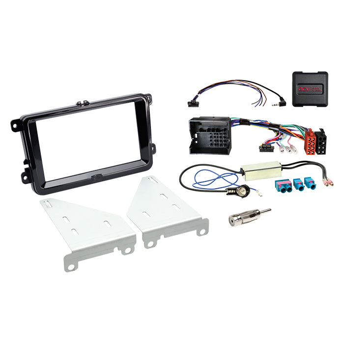 ACV, Komplett 2-DIN Kit Seat/Skoda/VW (set) Piano Svart