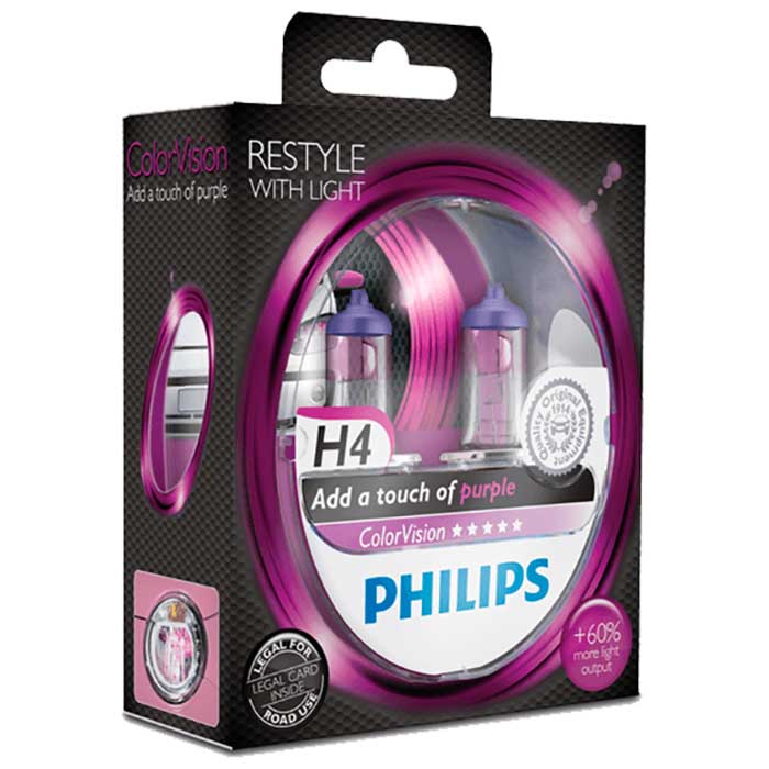 Philips, Colorvision Violetti H4 60/55W 12V - Setti