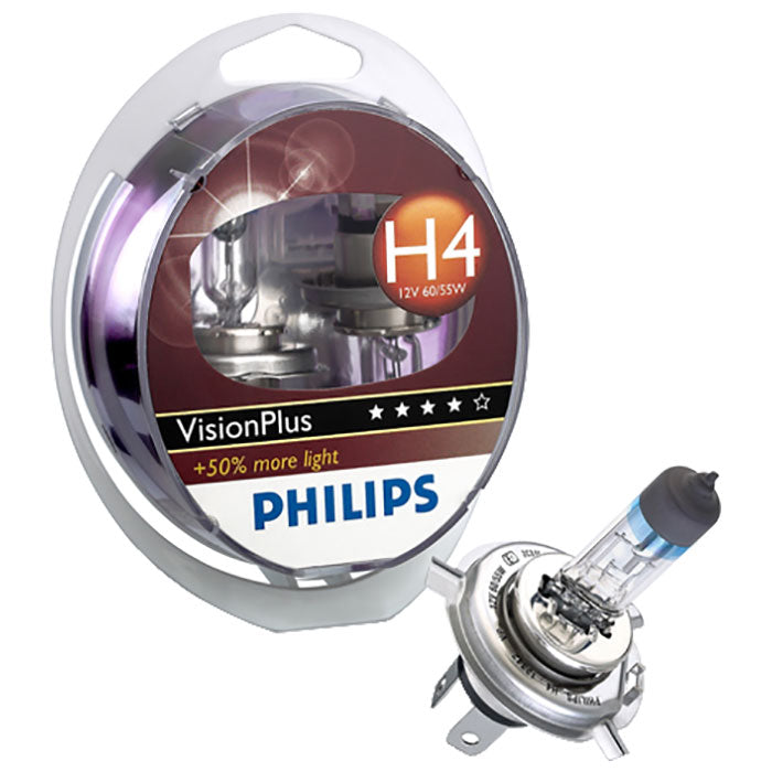 Philips, Visionplus H4 55W 12V + 60% - Setti