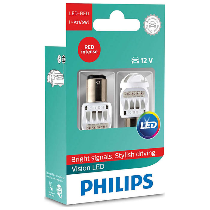 Philips, Vision P21/5W 12V LED Pysäytys Punainen - Setti