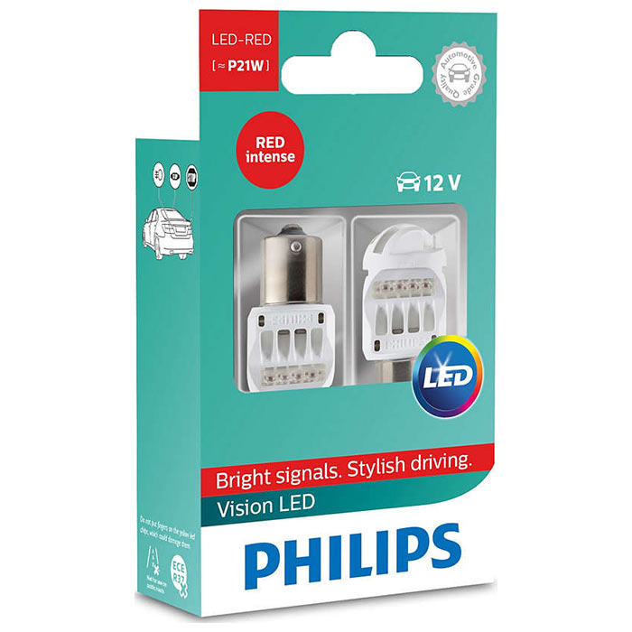 Philips, Vision P21W 12V LED Peruutus Punainen - Setti
