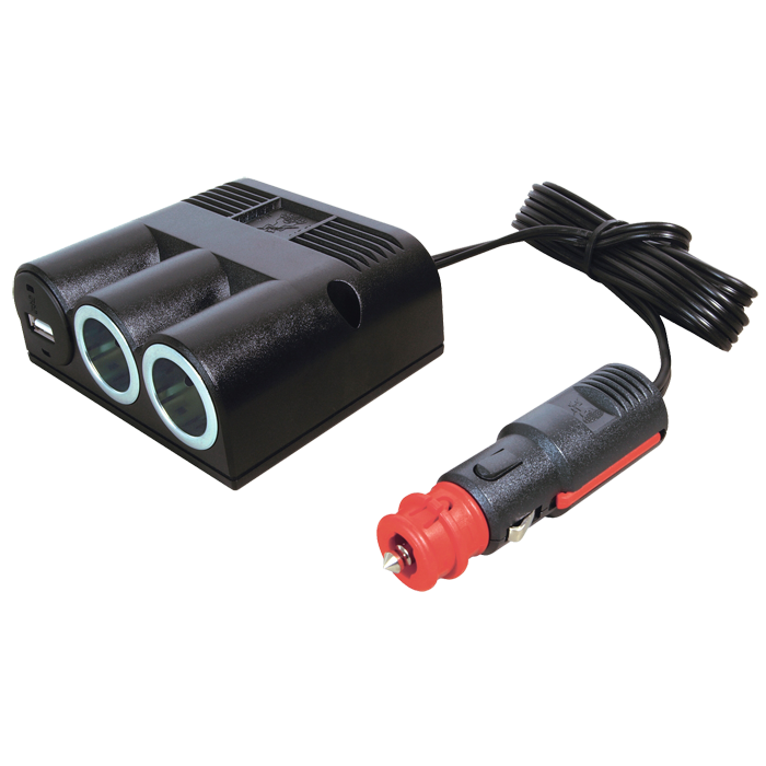 Procar, Virtapistoke 1->2 + USB-A kaapelilla