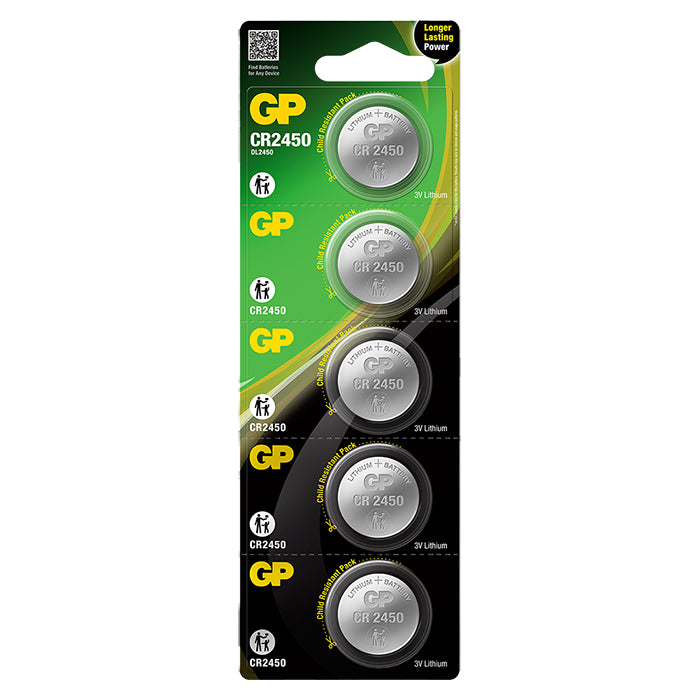 GP Batterier, GP Litium Knapcell CR2450, 5-pack