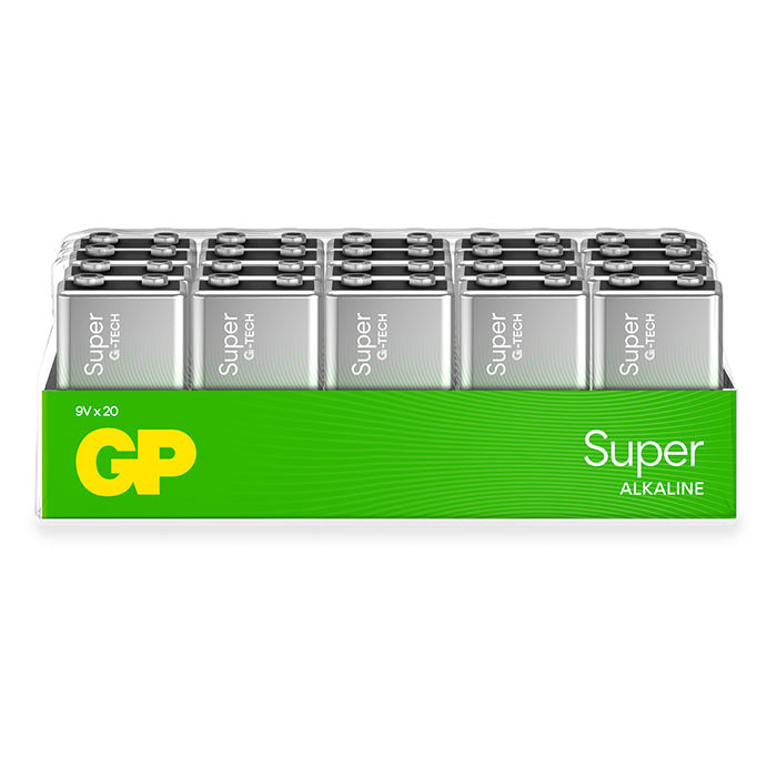 GP Batteries, GP Super Alkaline 9V Paristo, 1604A/6LF22, 20-paketti