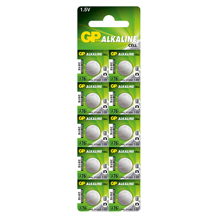 GP Batterier, GP Knapcellsbatteri 1,5V, LR44/A76, 10-pack