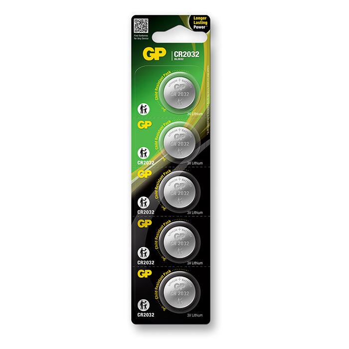 GP Batterier, GP Knapcell, Litium, CR2032, 5-pack