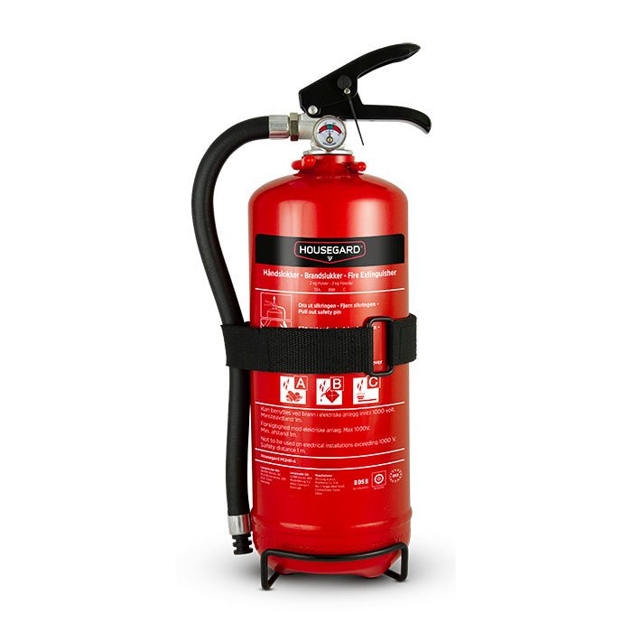 Housegard, Brandsläckare Pulver 2 kg. Med Fäste