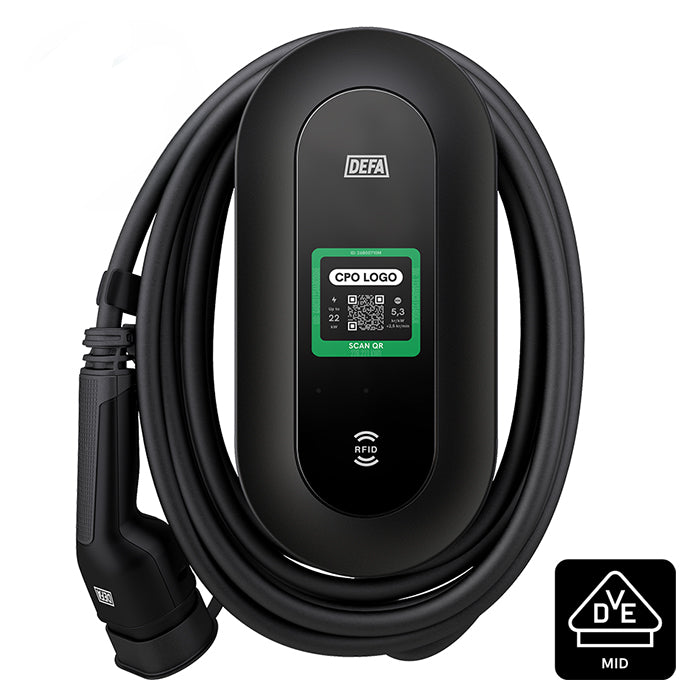 DEFA EV-laturi Power S -latausasema MID:llä ja V2X:llä 6 m kaapeli 22 kW