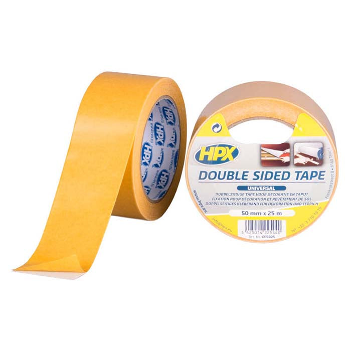 HPX, Kaksoisteippaus Universal Tape, Valkoinen, 50mm x 25m