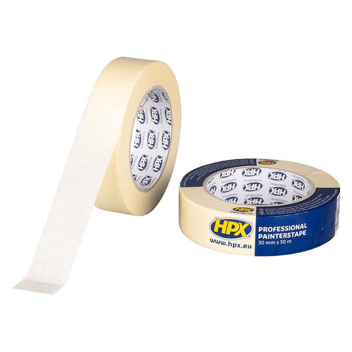 HPX, Maskeringstejp Upp Till 60 Grader, Kräm, 30mm x 50m
