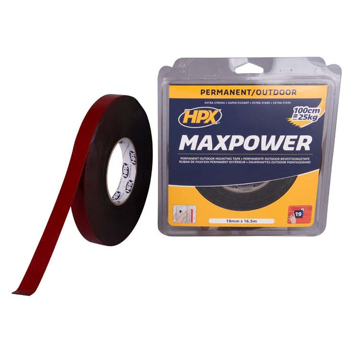 HPX, Max Power Asennusteippi Musta, 19mm x 16,5m