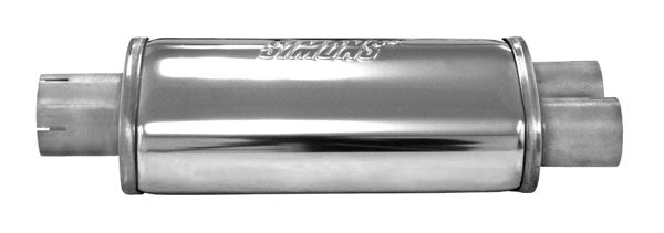 Simons, Oval Rostfri Ljuddämpare. 2,5" 1x63,5 -2x50,8mm